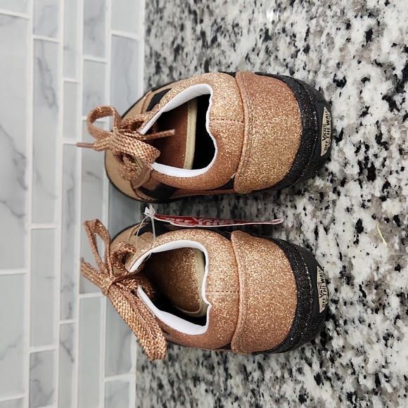 New Bronze / Copper Glitter Vans Sneakers sz 3 sparkle kids skateboard shoes NWT - Picture 4 of 6